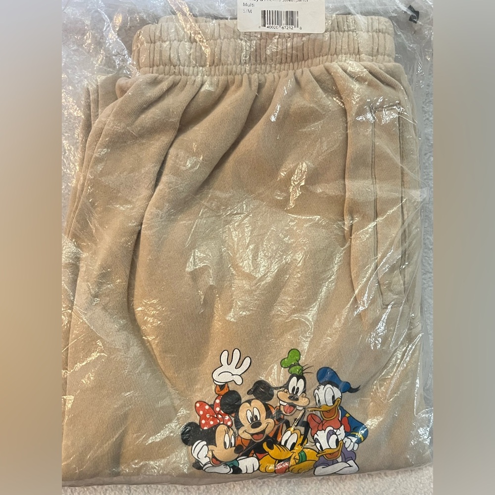 NWT Stoney Clover Lane Disney Mickey and Friends Sweatpants in Tan